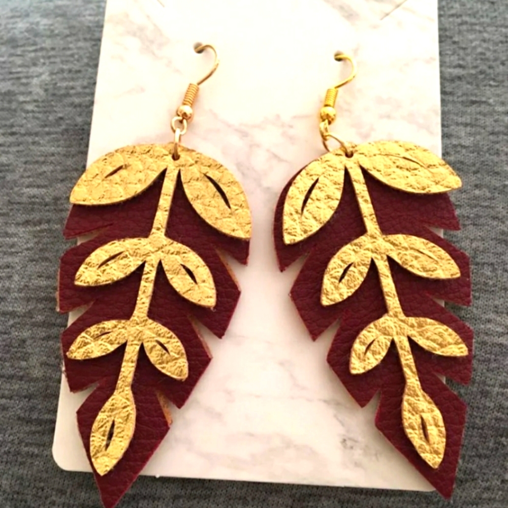 Faux leather earrings handmqd3